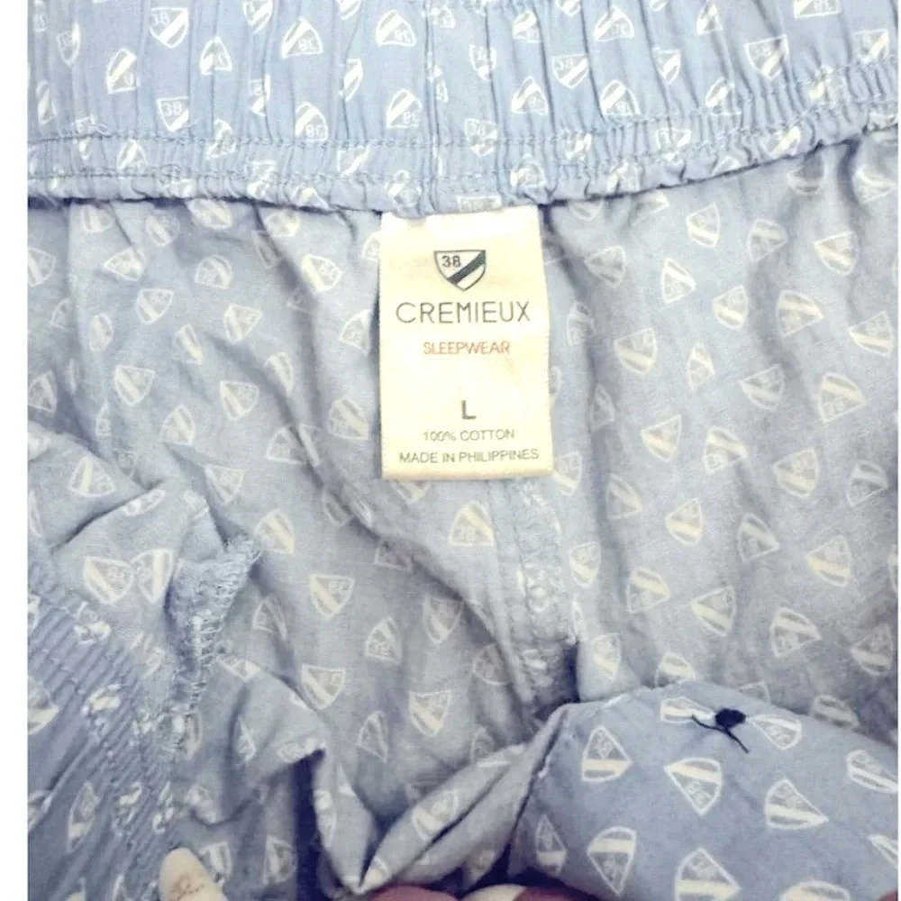 Cremieux Men's Sleep Shorts L Blue Sailboat Print Adjustable Drawstring